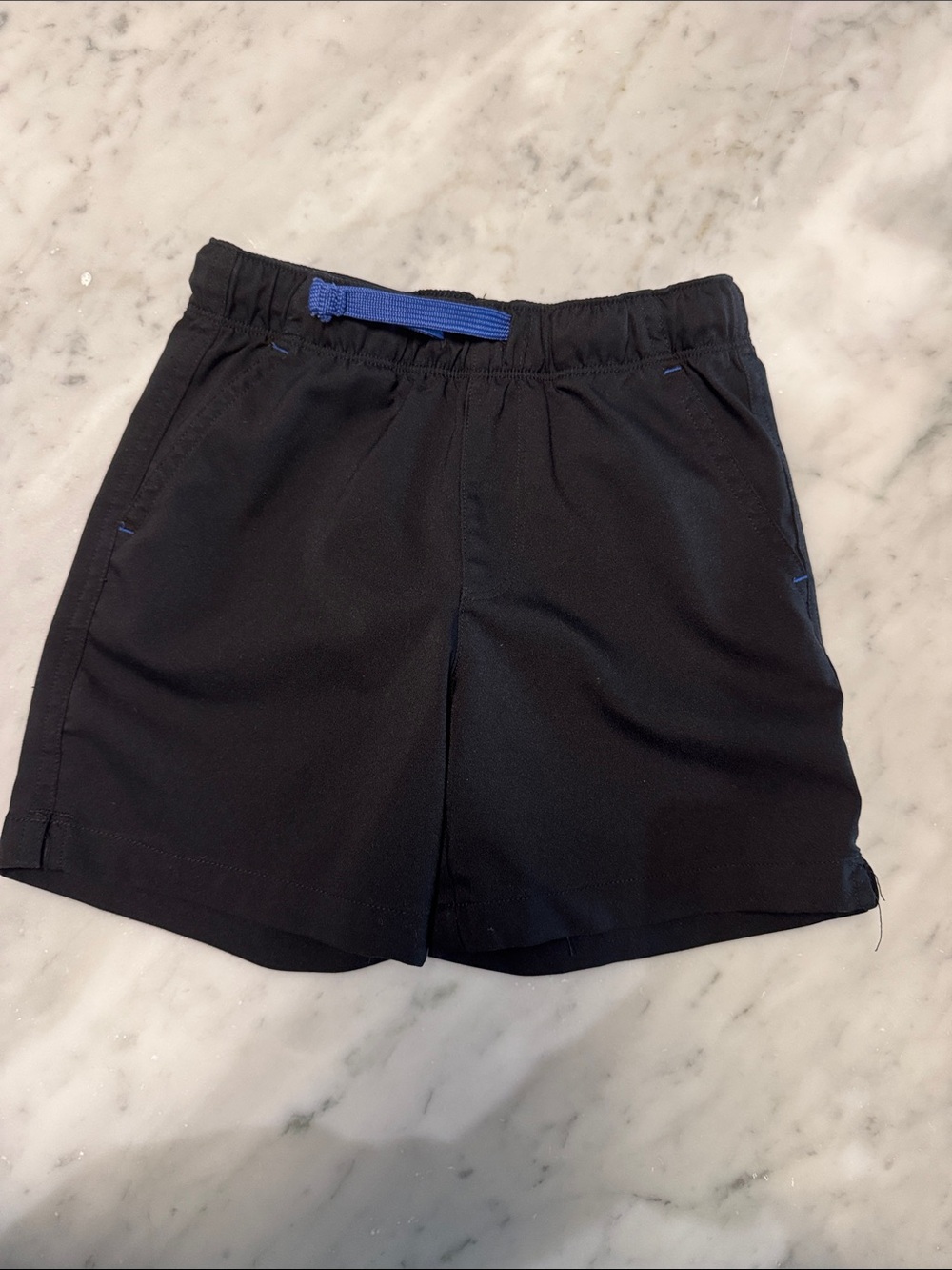 Primary Black Athletic Shorts with Blue Drawcord